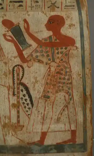 Wooden stela showing the priest Padiamun wearing a leopard skin